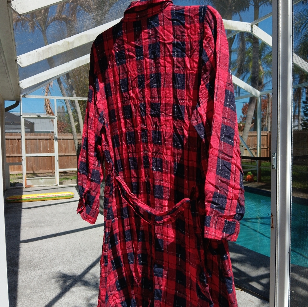 Lane Bryant Red/Black Plaid Long Sleeve Button Up Dress Sz 18 - Picture 5 of 7